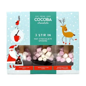 Cocoba Chocolate Hot Chocolate Spoons>Christmas Marshmallow Hot Chocolate Spoons (3 Spoons)