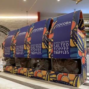 Cocoba Chocolate Toppings>Cocoa Dusted Salted Toffee Truffles