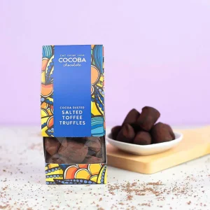 Cocoba Chocolate Toppings>Cocoa Dusted Salted Toffee Truffles