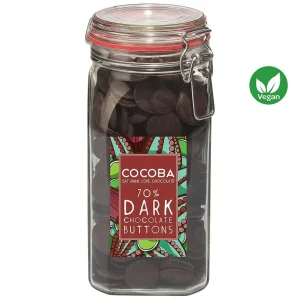 Cocoba Chocolate Toppings>70% Dark Chocolate Buttons Jar