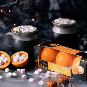 Cocoba Chocolate Hot Chocolate Bombs>Halloween Orange Hot Chocolate Bombes With Marshmallows (3 Bombes)
