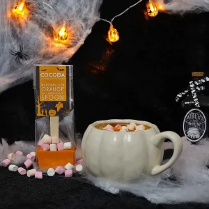 Cocoba Chocolate Hot Chocolate Spoons>Halloween Orange Hot Chocolate Spoon With Marshmallows