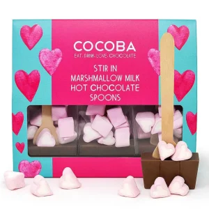 Cocoba Chocolate Hot Chocolate Spoons>Heart Marshmallow Hot Chocolate Spoon Gift Set (3 Spoons)