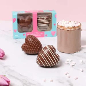 Cocoba Chocolate Hot Chocolate Bombs>Heart Shaped Hot Chocolate Bombes With Marshmallows