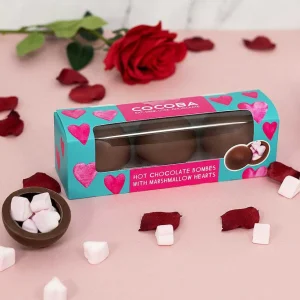 Cocoba Chocolate Hot Chocolate Bombs>Hot Chocolate Bombe With Heart Marshmallows (3 Bombes)
