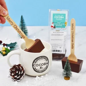 Cocoba Chocolate Hot Chocolate Spoons>Personalised Milk Hot Chocolate Spoon