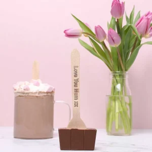 Cocoba Chocolate Hot Chocolate Spoons>Personalised Milk Hot Chocolate Spoon
