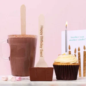 Cocoba Chocolate Hot Chocolate Spoons>Personalised Milk Hot Chocolate Spoon