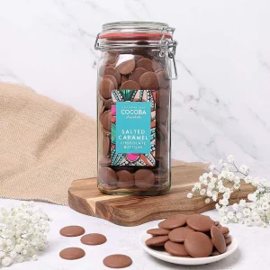 Cocoba Chocolate Toppings>Salted Caramel Chocolate Buttons Jar