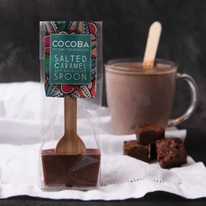 Cocoba Chocolate Hot Chocolate Spoons>Salted Caramel Hot Chocolate Spoon