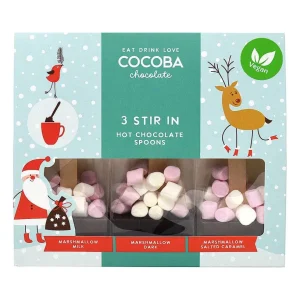 Cocoba Chocolate Hot Chocolate Spoons>Vegan Christmas Marshmallow Hot Chocolate Spoons (3 Spoons)