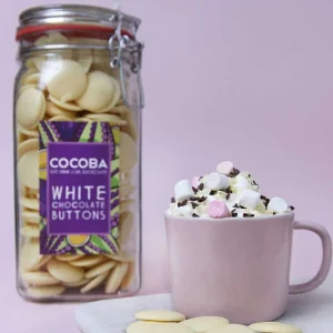 Cocoba Chocolate Toppings>White Chocolate Buttons Jar