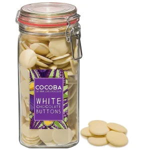 Cocoba Chocolate Toppings>White Chocolate Buttons Jar