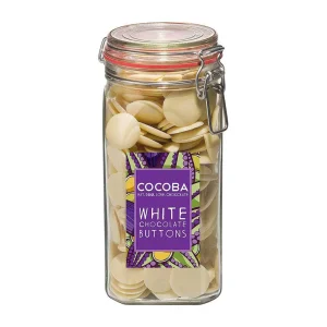 Cocoba Chocolate Toppings>White Chocolate Buttons Jar